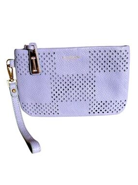 Isaac Mizrahi Loretta Perforated Leather Wristlet in Purple Lilac